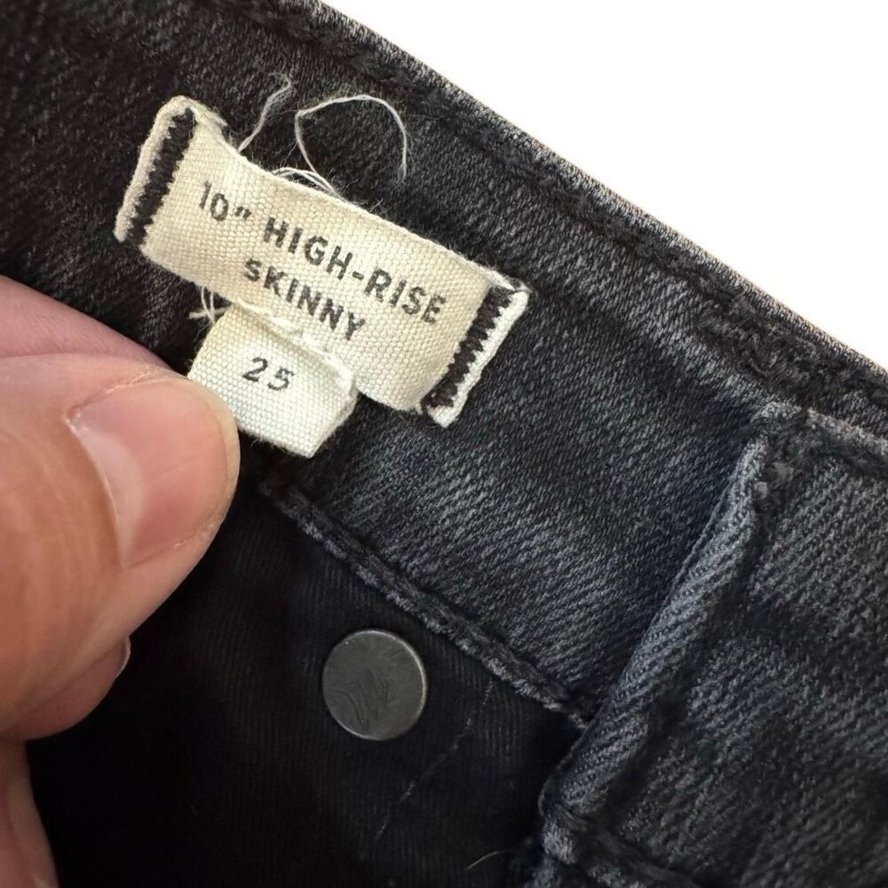 Madewell 10” High Rise Skinny Jeans Button Fly Black Raw Hem Size 25 - Picture 3 of 6